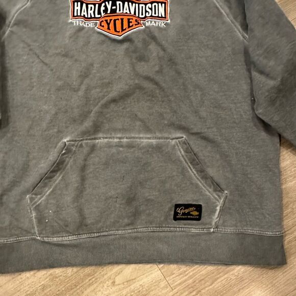 Harley-Davidson Y2K Baggy Relaxed Fit Gray Loose Fit Oversized Sweatshirt Hoodie - Picture 6 of 7